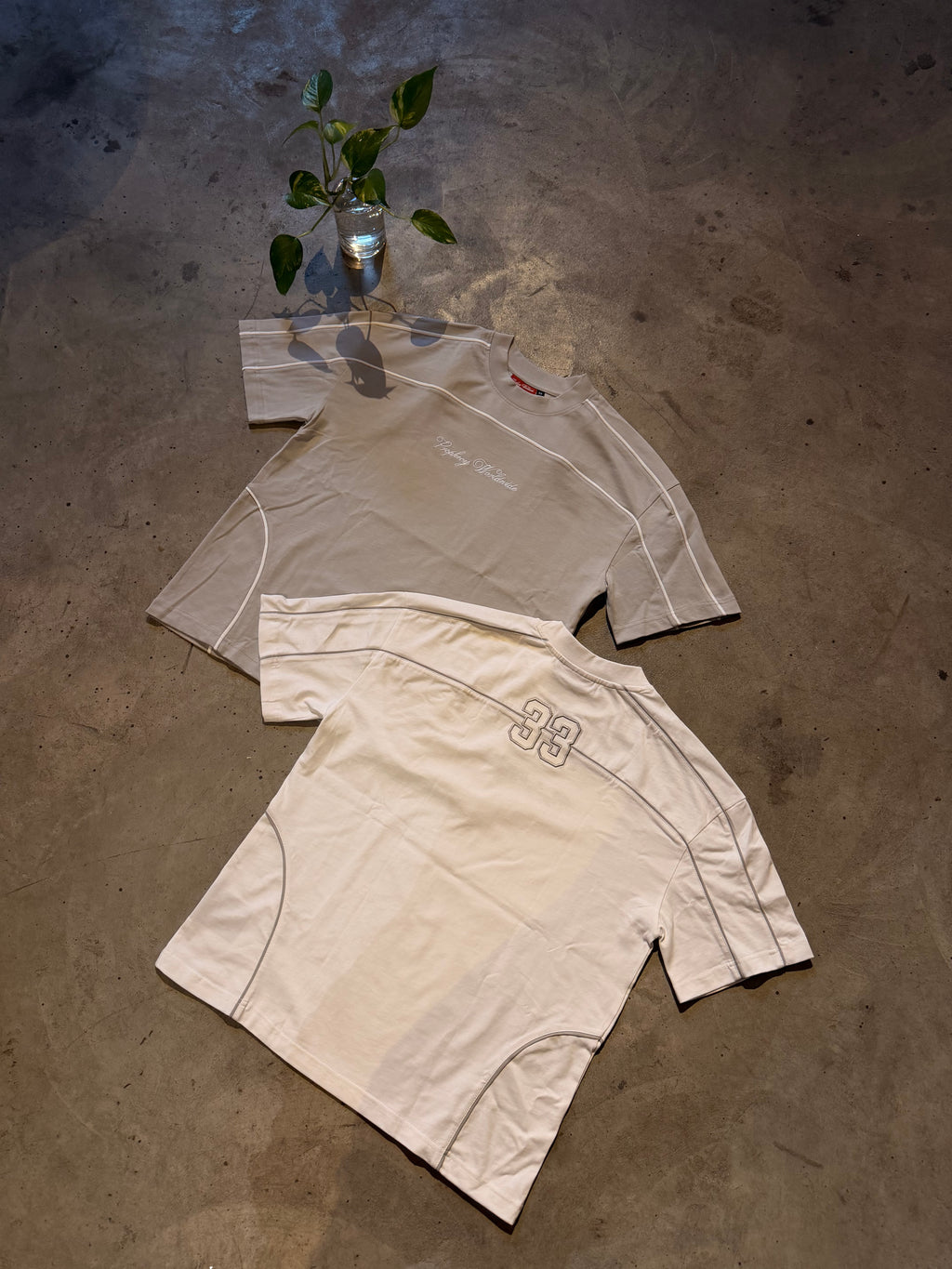 Grey White ‘33' Oversized T-Shirt