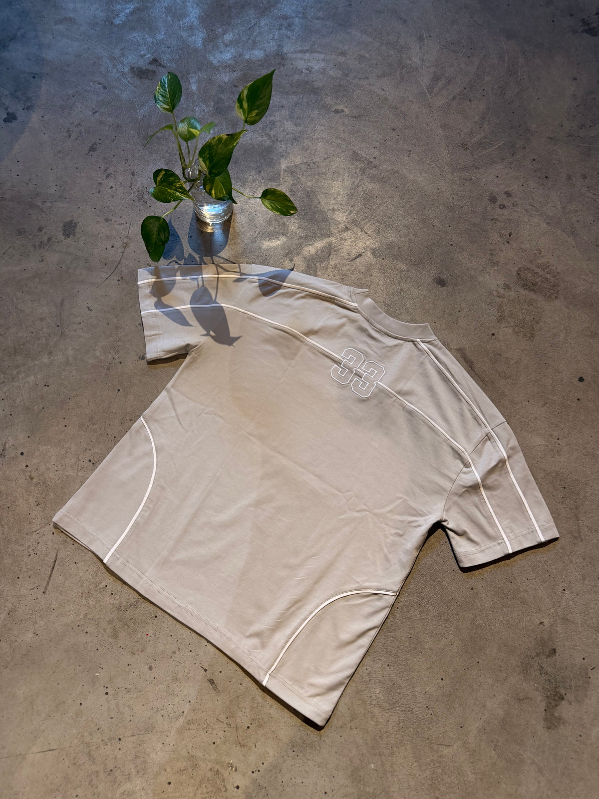 Grey White ‘33' Oversized T-Shirt