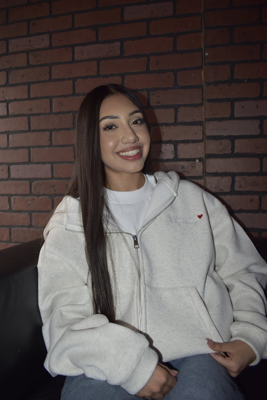Light Oatmeal 'Signature' Full Zip Hoodie