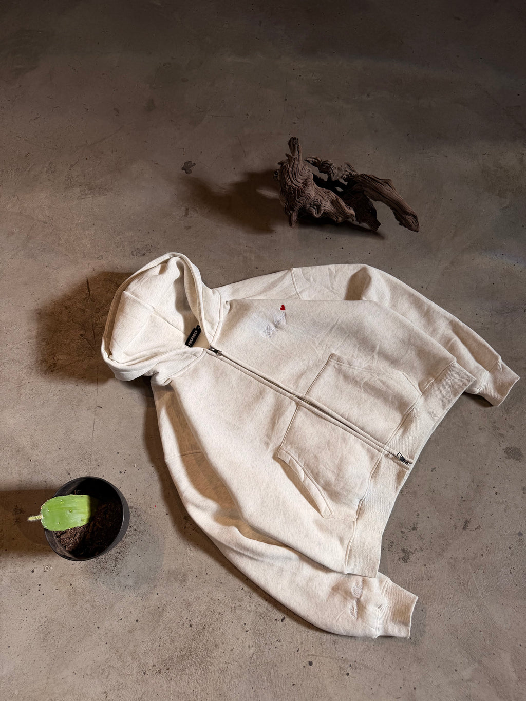 Light Oatmeal 'Signature' Full Zip Hoodie