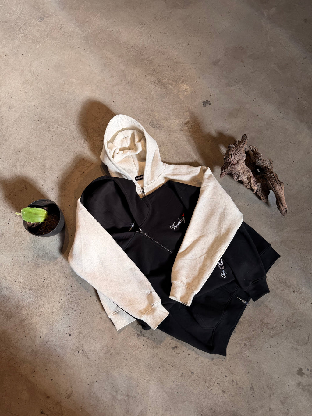 Light Oatmeal 'Signature' Full Zip Hoodie