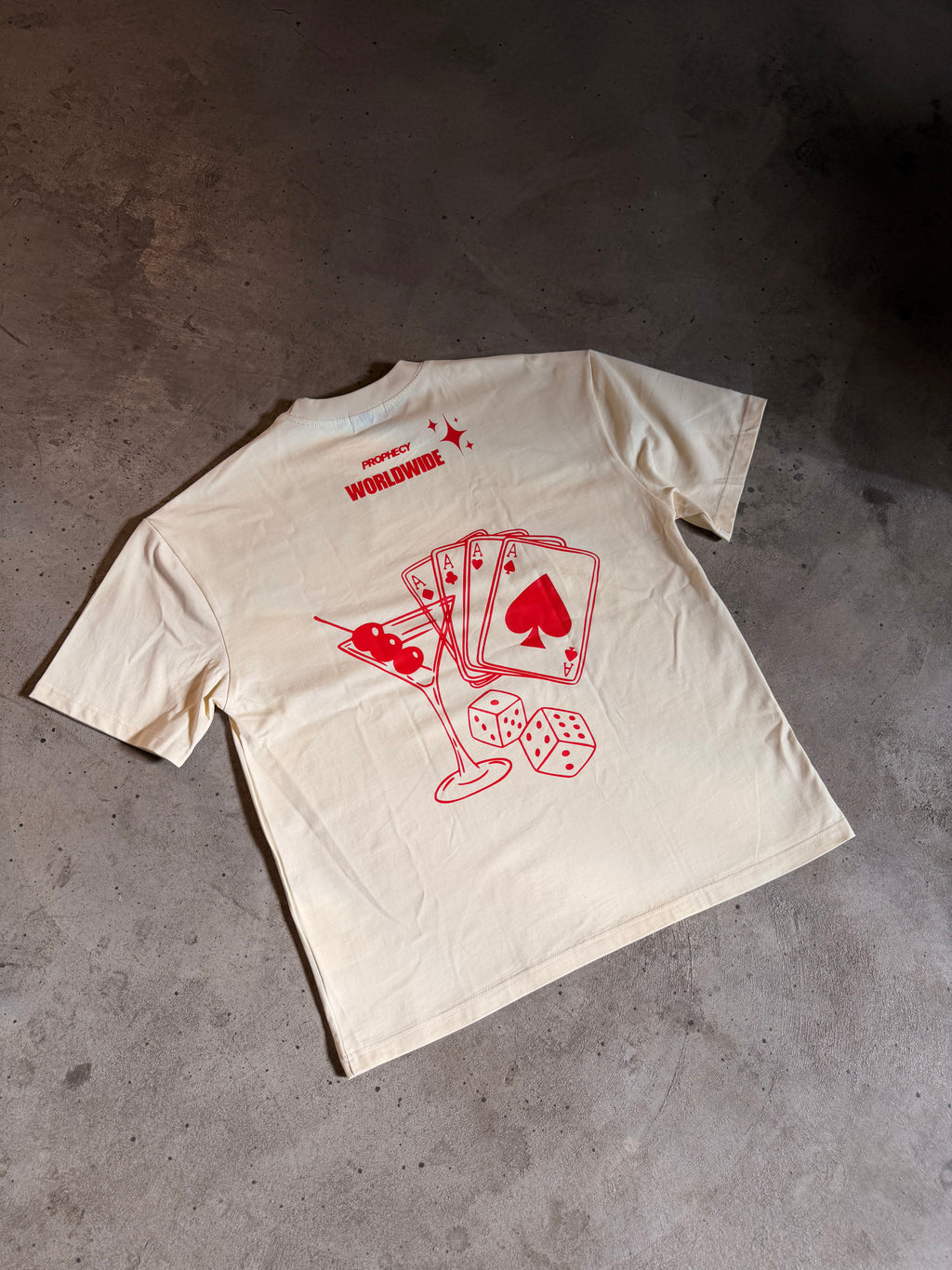 Cream 'Casino' Oversized T Shirt