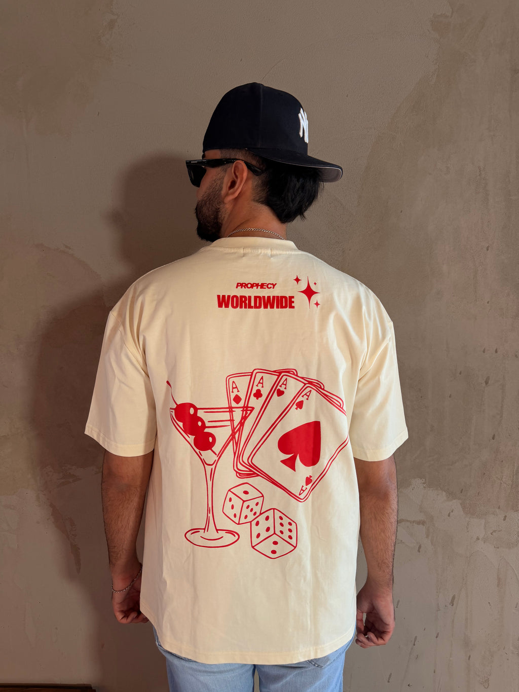 Cream 'Casino' Oversized T Shirt